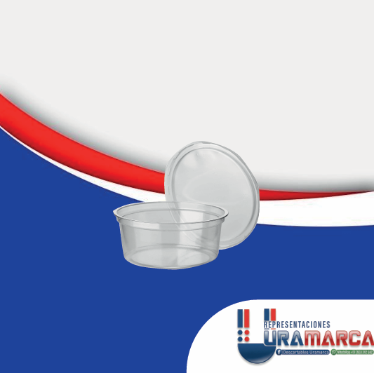 Envase circular transparente ideal para mazamorras, postres y alimentos. Venta por mayor en Lima, Perú, en Descartables Uramarca.