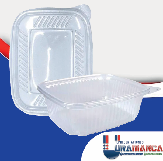 Envase Deli 800 ml transparente para restaurantes y delivery en Lima, Perú. Venta por mayor en Descartables Uramarca.