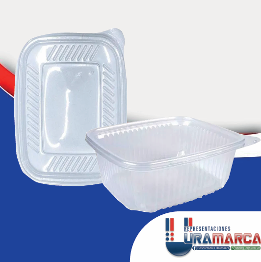 Envase Deli 500 ml transparente para restaurantes y delivery en Lima, Perú. Venta por mayor en Descartables Uramarca.