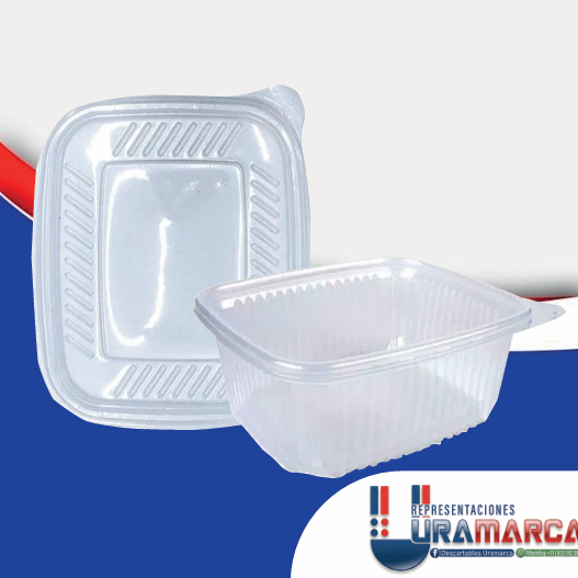 Envase Deli 1 litro transparente para restaurantes y delivery en Lima, Perú. Venta por mayor en Descartables Uramarca.