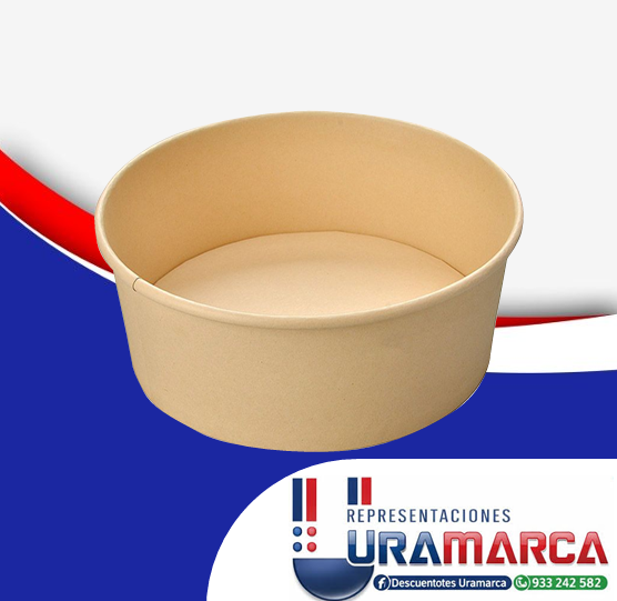 Bowl Kraft biodegradables descartables para alimentos. Envases ecológicos resistentes ideales para restaurantes, cafeterías y delivery. Descartables Uramarca, Lima, Perú. Pedidos al 989 509 912.