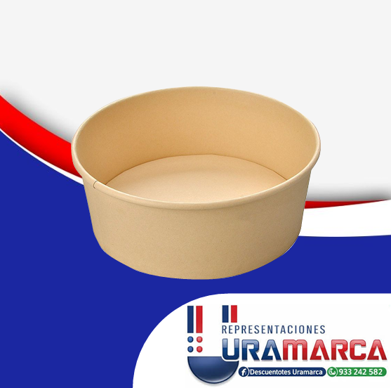 Bowl Kraft biodegradables descartables para alimentos. Envases ecológicos resistentes ideales para restaurantes, cafeterías y delivery. Descartables Uramarca, Lima, Perú. Pedidos al 989 509 912.